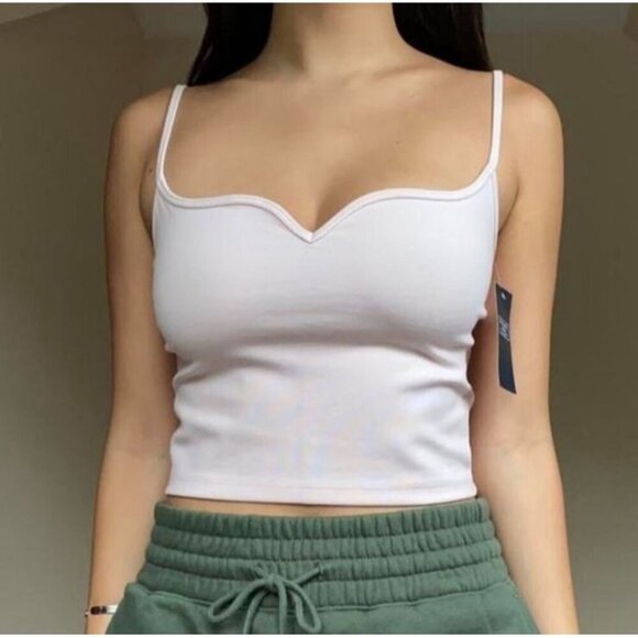 NWOT Abercrombie & Fitch Pink Cropped Sweetheart Cami Tank Top Size X-Small - Picture 1 of 6